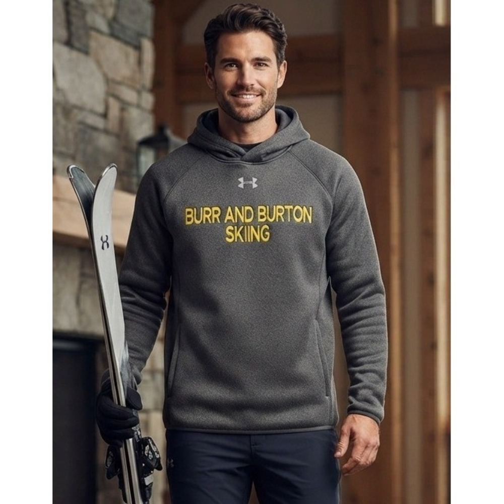 Under Armour Burr and Burton Skiing Fleece Hoodie Sweatshirt Men's M Gray Loose